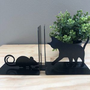 Cat & Mouse Metal Art Bookends